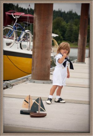 Portrait photography of "Sailor Boy" on Willamette River near Lake Oswego, Oregon
